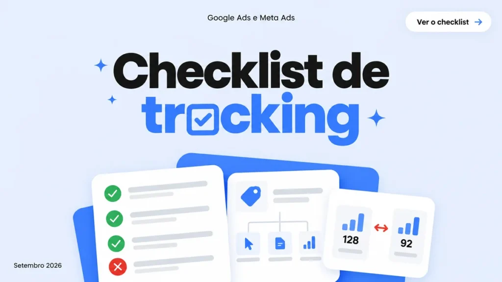 Capa do artigo sobre como auditar conversion tracking, com cards de checklist, contêiner de tags e contagem