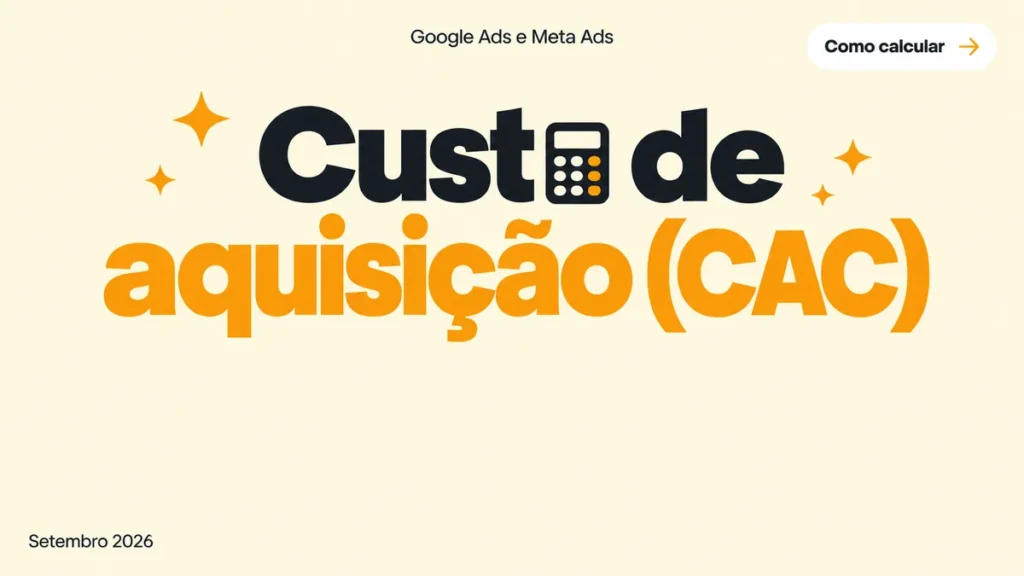 Capa do artigo sobre custo de aquisição (CAC), com título grande em duas linhas e ícone de calculadora na palavra