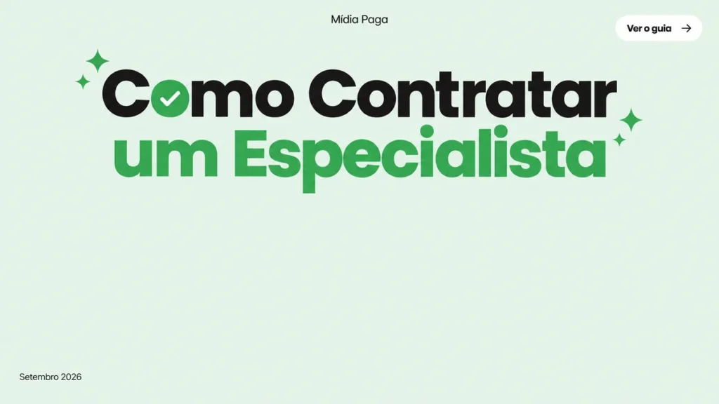 Capa do guia sobre como contratar um especialista em mídia paga, com preços reais de mercado