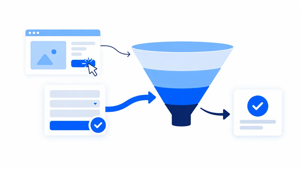 Diagrama comparando custo por clique e custo por lead no funil do Meta Ads ate o formulario preenchido