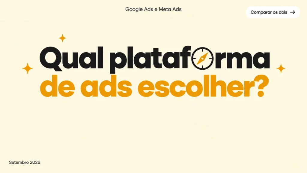 Capa do artigo sobre como escolher entre Google, Meta, LinkedIn, TikTok e Bing, com título grande e ícone de bússola