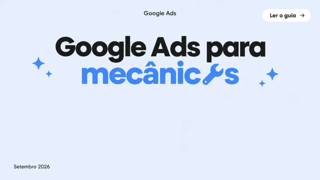 Capa do artigo sobre Google Ads para mecânicas e auto centers, com título grande em duas linhas e ícone de chave