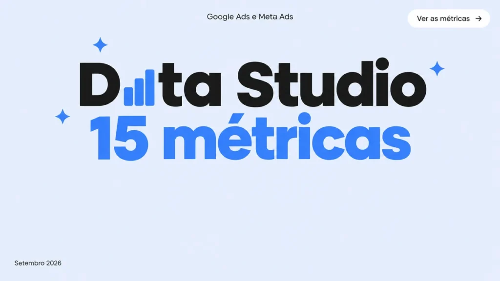Capa do artigo sobre Google Data Studio para marketing, com título grande em duas linhas e ícone de gráfico
