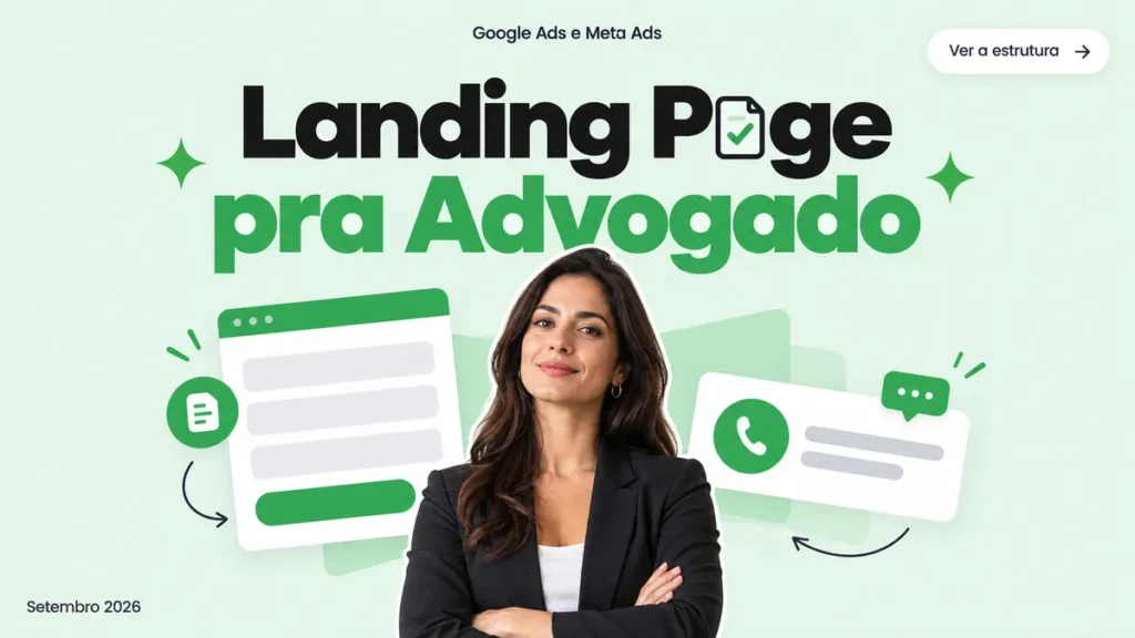 Capa do artigo sobre landing page para advogados, com a estrutura da pagina que converte cliente em anuncio pago