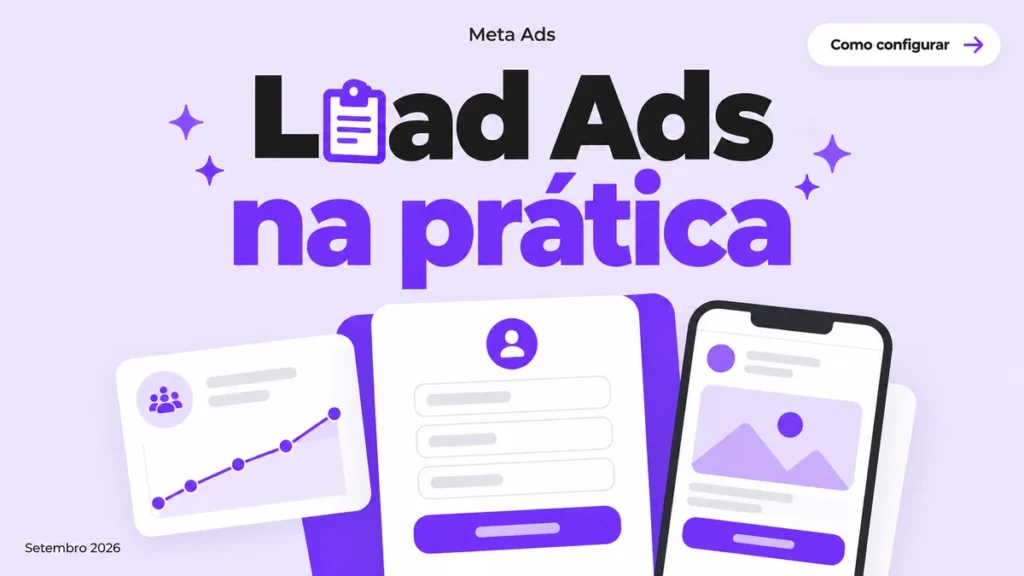 Capa do artigo sobre Lead Ads no Meta Ads, com título grande e cards de formulário instantâneo e anúncio no feed