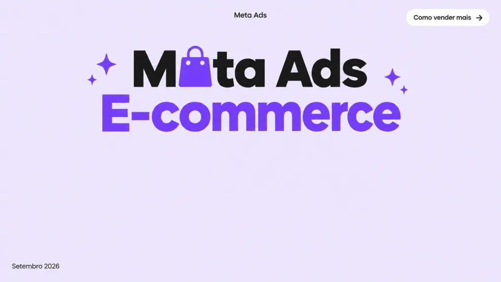 Capa do guia sobre Meta Ads para e-commerce em 2026, com título grande e ícone de sacola de compras