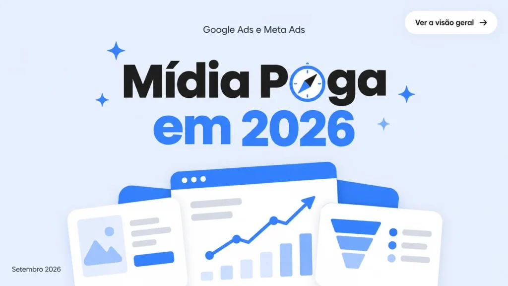 Capa do artigo com visão geral de mídia paga em 2026, estratégia e operação de campanhas