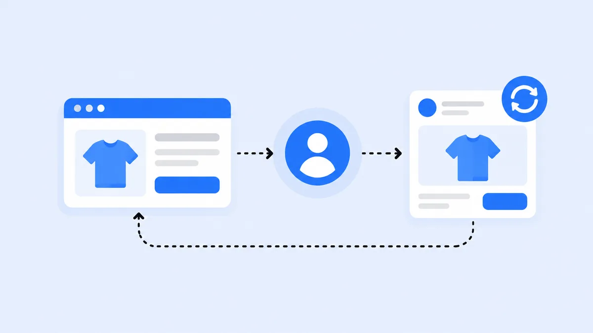 Diagrama do fluxo de remarketing no Google Ads, do visitante que sai sem converter ate o anuncio de retorno