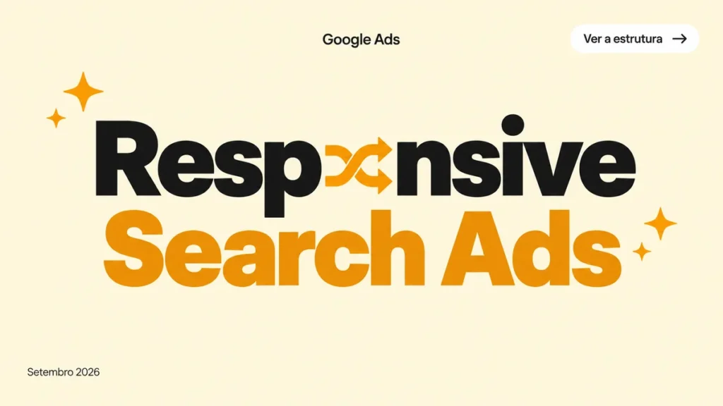 Capa do artigo sobre Responsive Search Ads, com título grande em duas linhas e ícone de setas embaralhadas