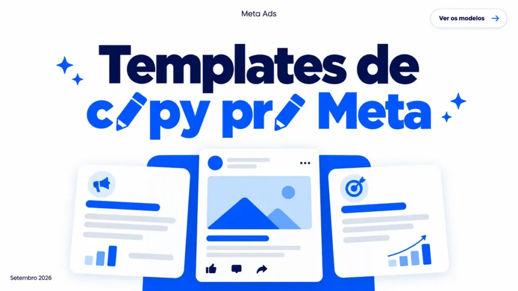 Capa do artigo sobre templates de copy pro Meta Ads (AIDA, PAS, BAB), com cards de textos de anúncio
