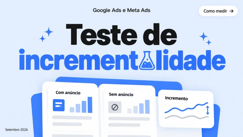 Capa do artigo sobre teste de incrementalidade em mídia paga, com cards comparando região com e sem anúncio