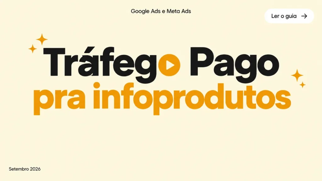 Capa do artigo sobre tráfego pago para infoprodutos, com Google Ads e Meta Ads para lançamento e funil perpétuo