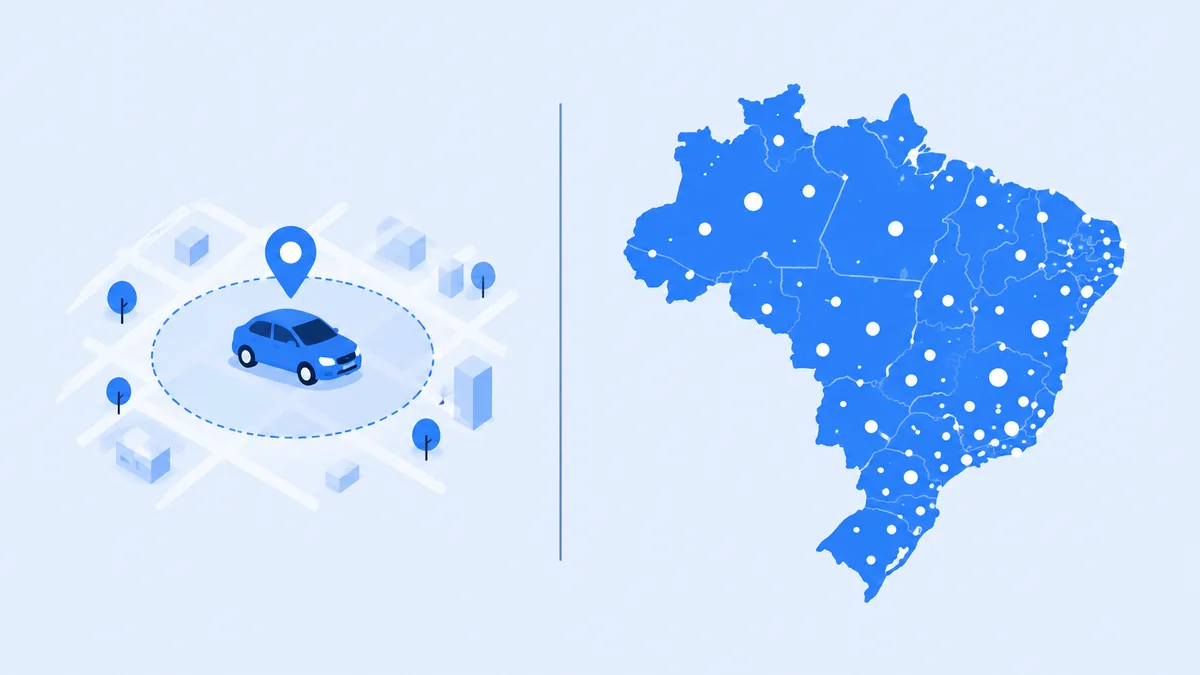 Comparacao visual entre o alcance local do Waze Ads e o alcance nacional de outras campanhas de midia paga