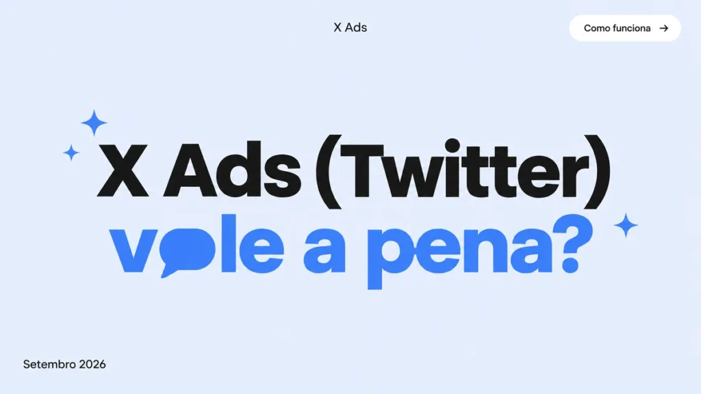 Capa do artigo sobre X Ads (Twitter), com título grande em duas linhas, ícone de balão de fala e selo do canal