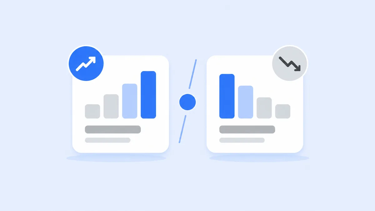 Ilustração comparando dois anunciantes para mostrar como funciona o Google Ads no Ad Rank