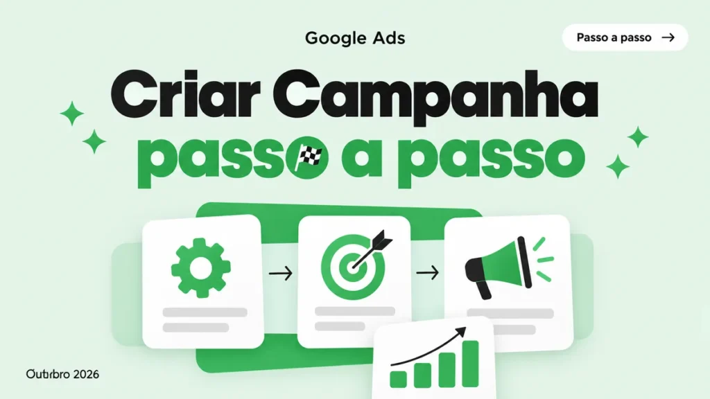 Capa do guia passo a passo para criar uma campanha no Google Ads do zero, com as etapas principais