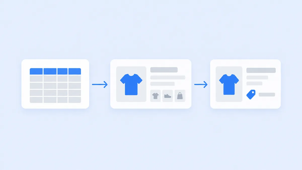 Diagrama mostrando como o feed de produtos conecta o Google Merchant Center às campanhas de Google Shopping