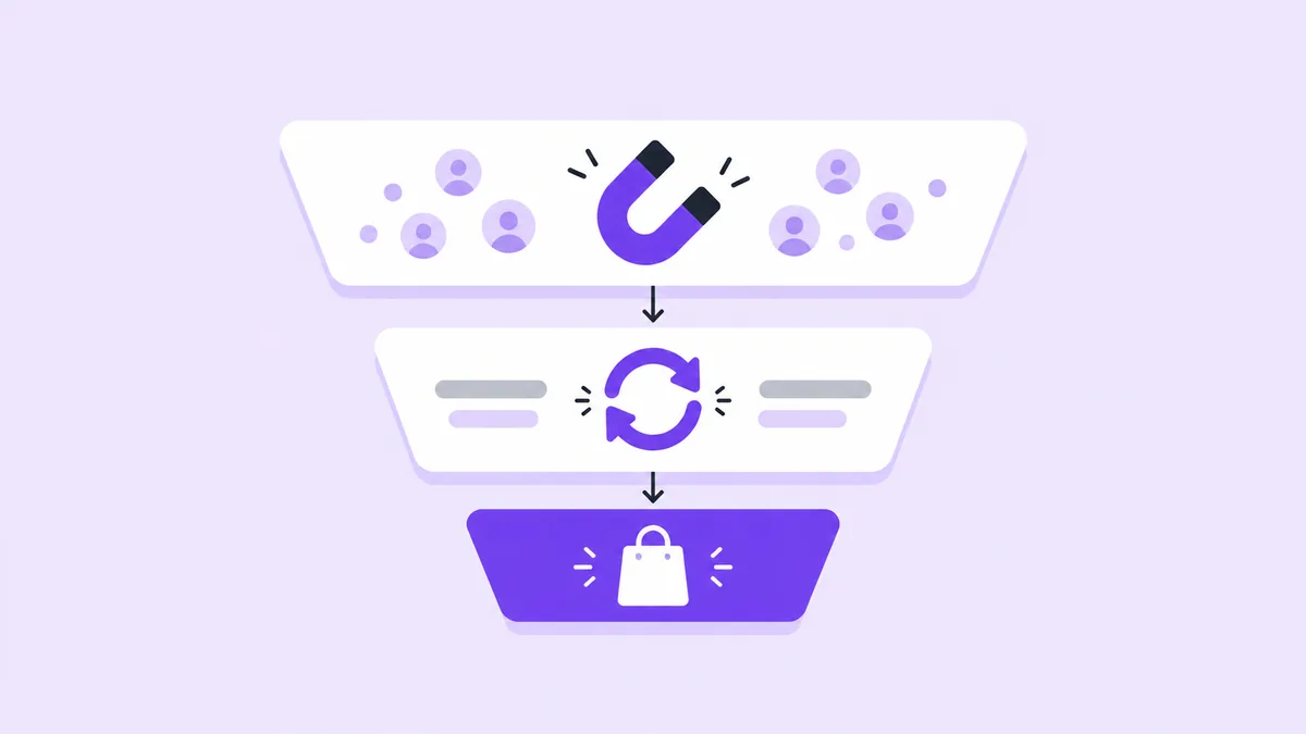Diagrama das três camadas de campanha no Meta Ads usadas no tráfego pago para infoprodutos: captura, remarketing e venda