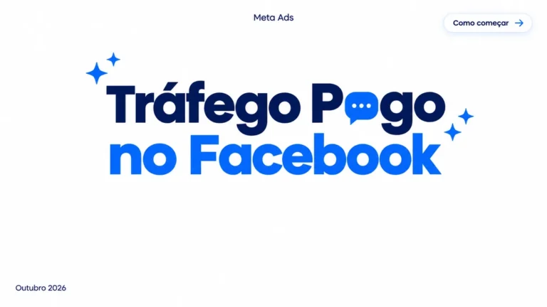 Capa do guia sobre tráfego pago no Facebook, com o passo a passo pra criar a primeira campanha no Gerenciador de Anúncios