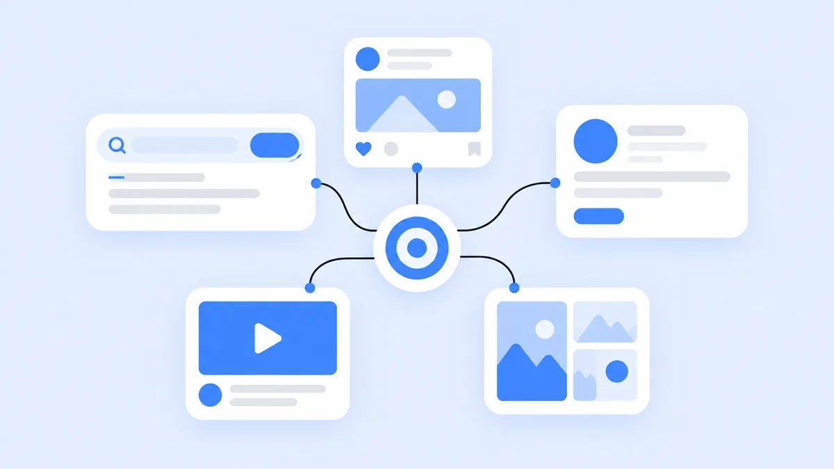 Comparação visual das plataformas de tráfego pago, Google Ads, Meta Ads, LinkedIn e TikTok, para quem começa